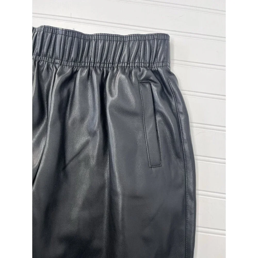 AVEC LES FILLES Women's Black Faux Leather Side Zipper Jogger Pants NWT XS - Picture 3 of 5